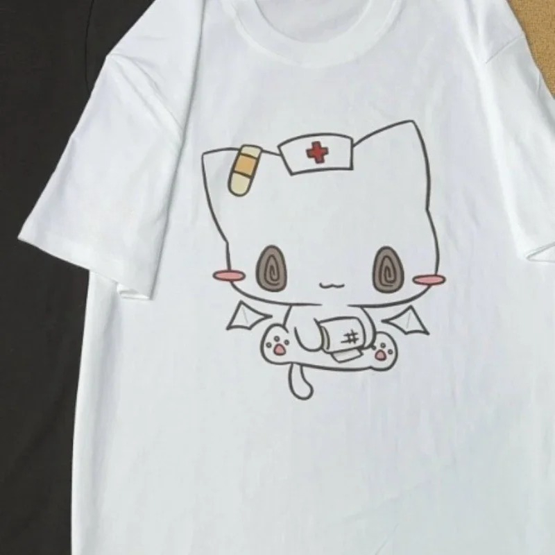 Femmes t-shirts dessin animé imprimé drôle Couple doux à manches courtes col rond ample Y2k Harajuku hauts femme t-shirt style décontracté