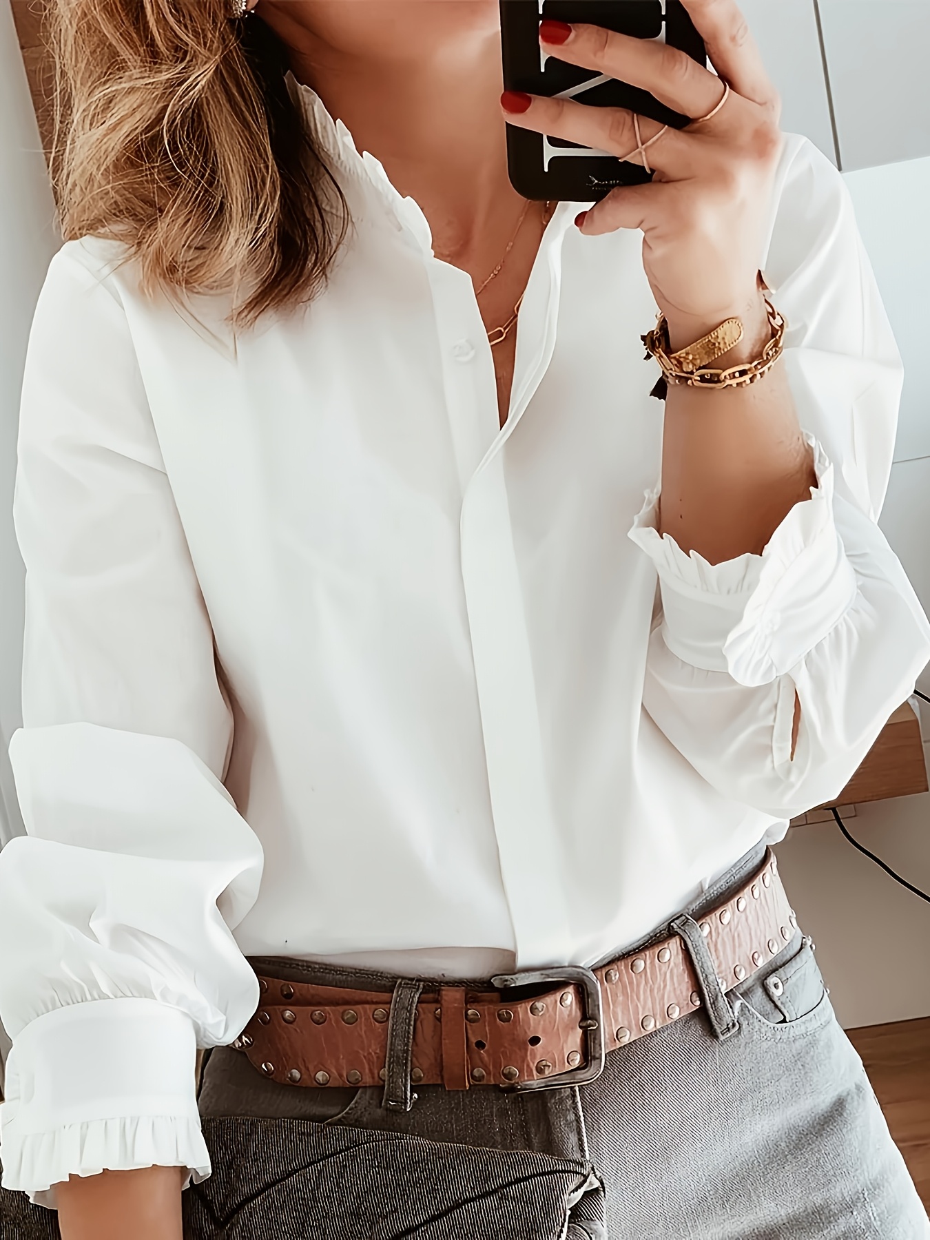 Tempérament ample femme chemise mode blouse décontractée élégant à manches longues femme chemise vacances week-end haut