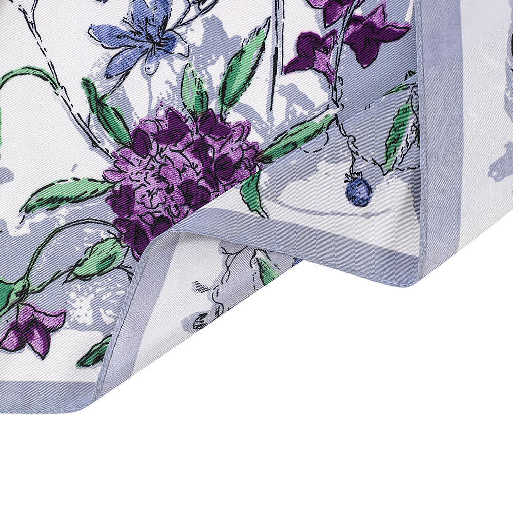 Foulard en Soie de Luxe 130x130cm pour Femme, Grand Châle Imprimé Fleurs, Écharpe Carrée, Bandana, Hijab, Foulards Féminins