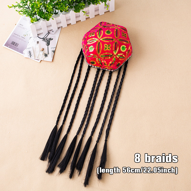 Xinjiang Uygur chapeau hommes femmes adulte Style musulman chapeau de danse non/avec perruque danse nationale Performance Costume enfant chapeau Hexagonal