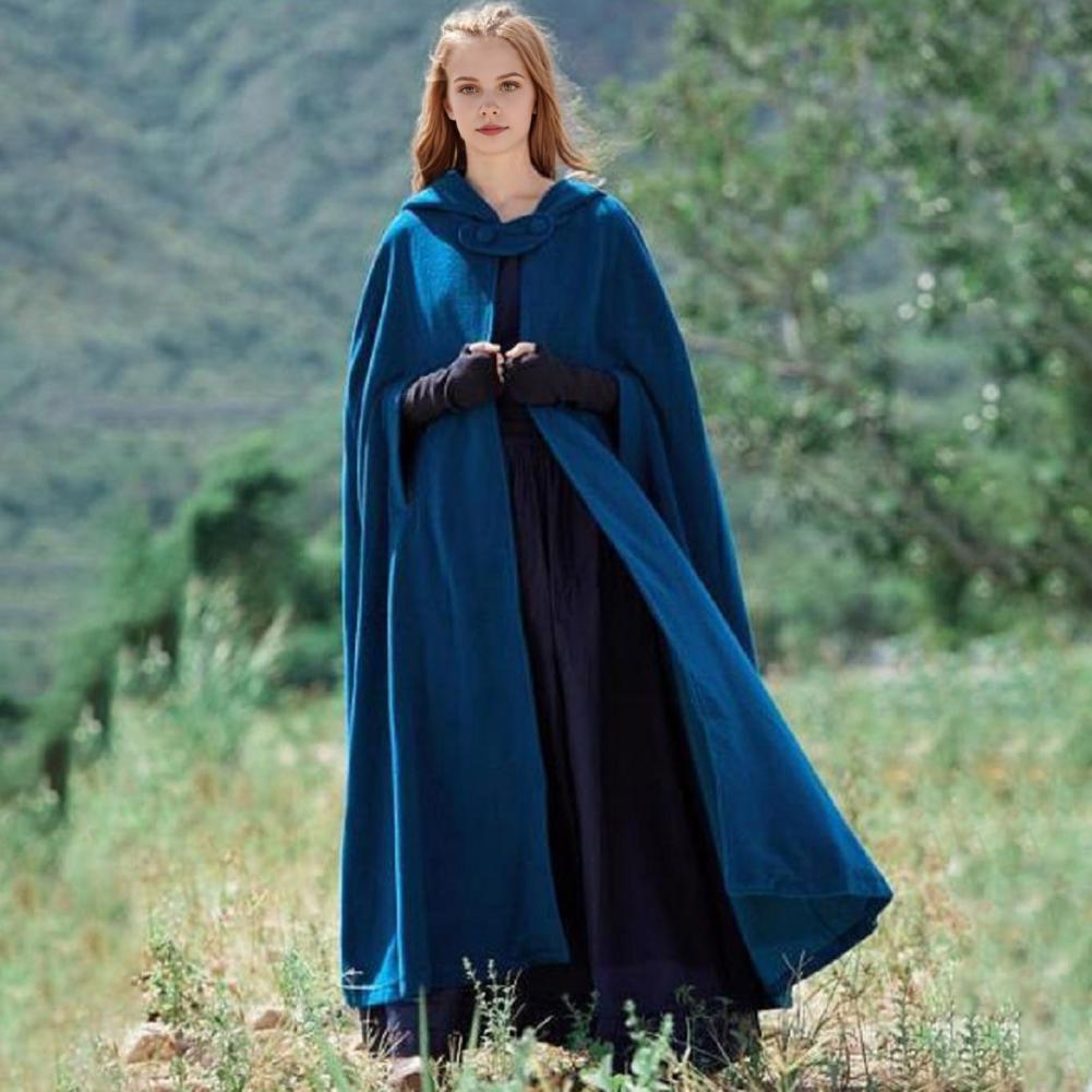 Poncho d'extérieur à fermeture à bouton unique pour femme, châle à capuche, veste, cape, optique, rétro, médiéval, gothique, garde au chaud, hiver, 7.5 ate Robe