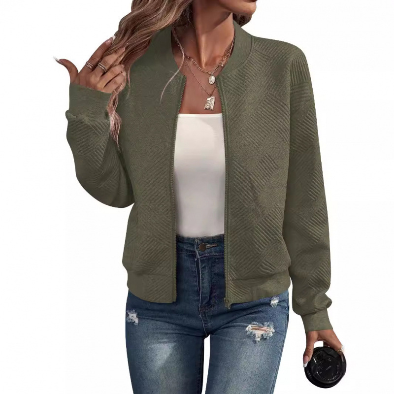 Manteau décontracté pour femme 2026, nouvelle collection automne-hiver, couleur unie, manches lanternes, fermeture éclair, col baseball, vêtements pour femme