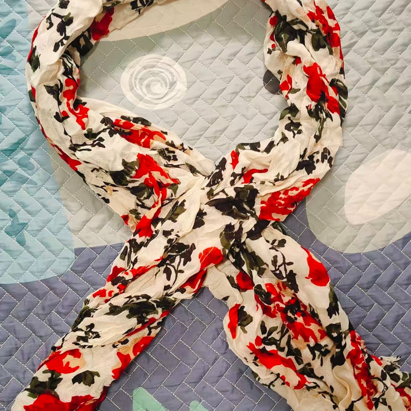 Écharpe bohème en coton et lin, imprimé Floral, châle Long léger, mode Vintage