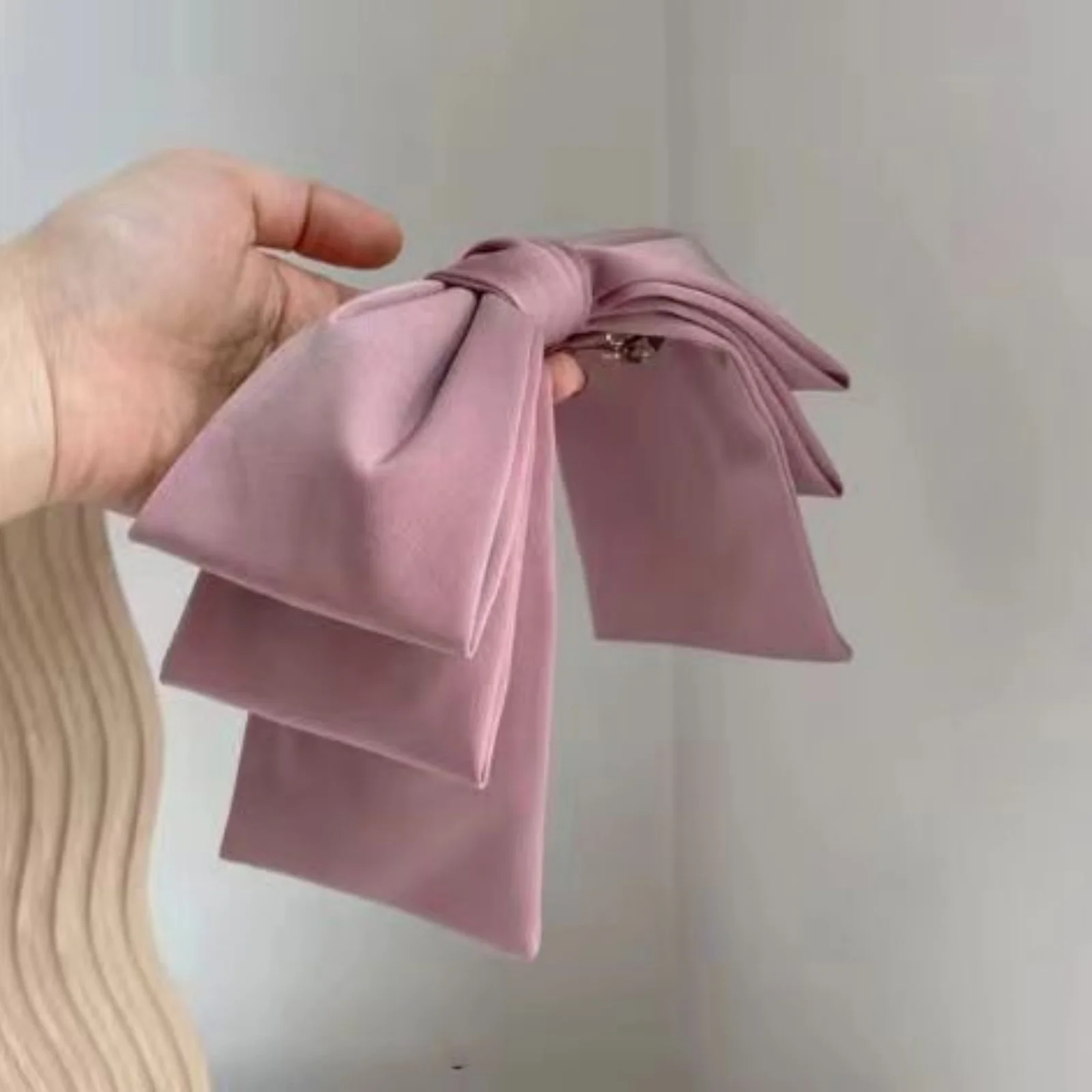 Nouvelle Grande Pince à Cheveux en Satin, Nœuds pour Cheveux, Rose Uni, Noir, Multi-couches, Épingles à Cheveux Coréennes Tendance pour Accessoires Capillaires