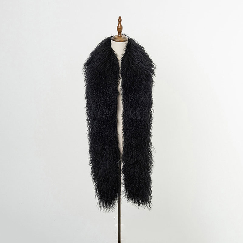 Écharpe en vraie fourrure de mongolie pour femme, épaisse, longue et chaude, en fourrure du Tibet, moelleuse, de luxe, à la mode, hiver 2023