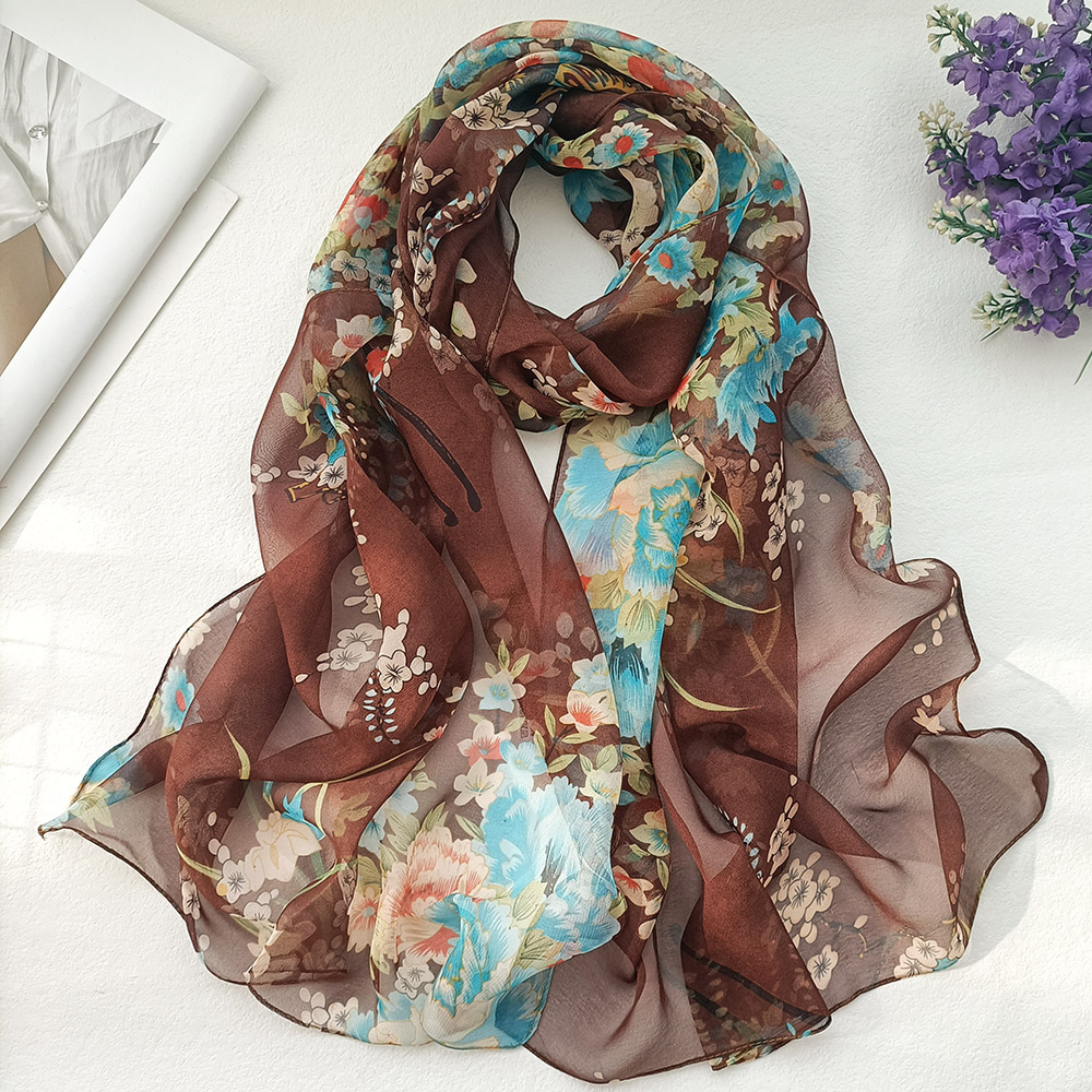 Foulard élégant en mousseline de soie Georgette pour femmes, Bandana d'été prune Bossom, protection solaire de voyage, fin et respirant