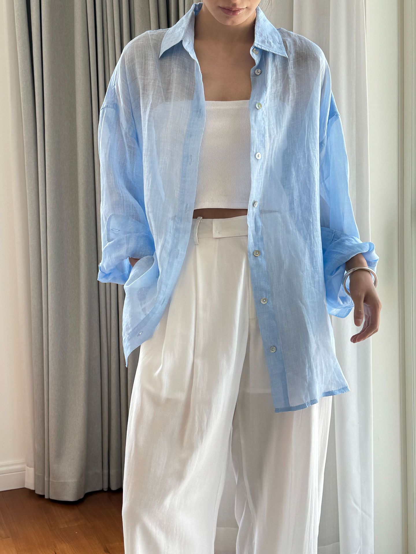 Chemise Ample à Manches sulfpour Femme, Décontractée, Couleur Unie, Revers, Printemps et Été