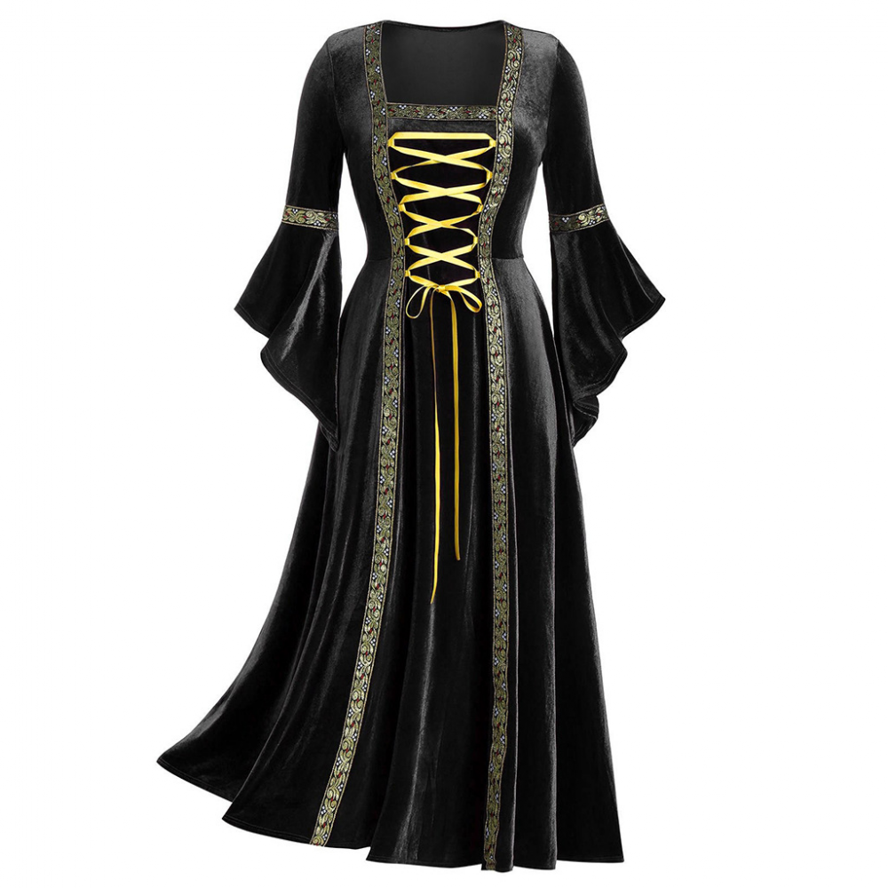 Robe irlandaise en velours Renaissance pour femmes, costumes de sorcière médiévaux, costumes de fête victoriens pour Halloween
