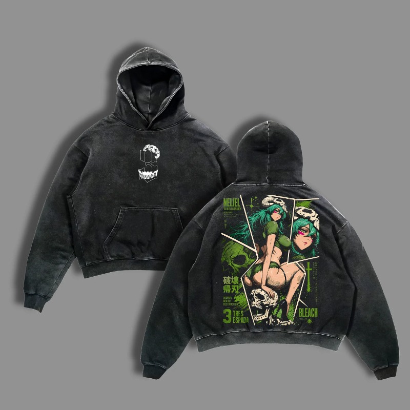 Vêtements Anime Bleach, sweat-shirt à capuche graphique Hikifune Kirio pour hommes et femmes, sweat-shirt en coton vintage lavé, streetwear Harajuku pour hommes