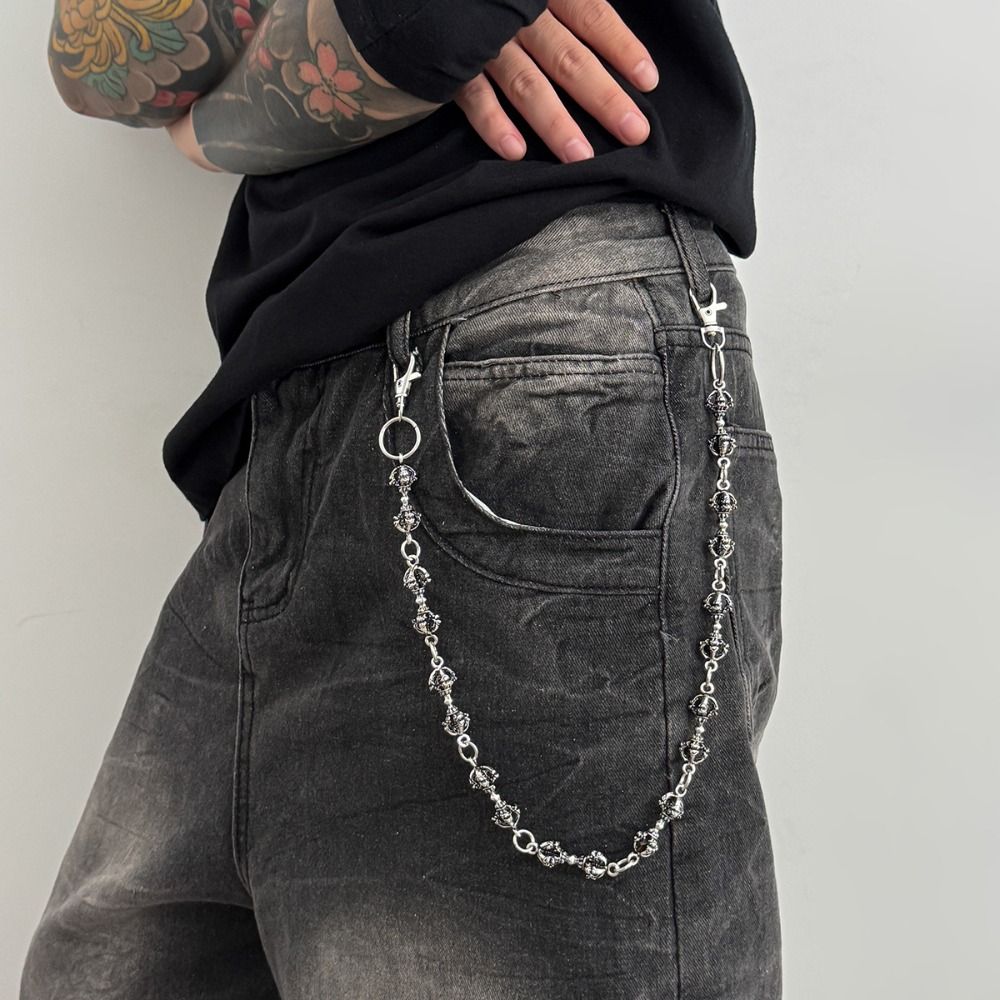 Chaîne de pantalon punk tendance Y2K Harajuku Hipster Goth Hip Hop en métal pour femme et homme