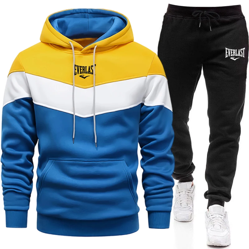 Ensembles pour hommes : sweats à capuche et pantalons de survêtement, tenue de sport décontractée urbaine à manches longues, ensemble de jogging pour homme, confortable et chaud pour la maison et l'extérieur