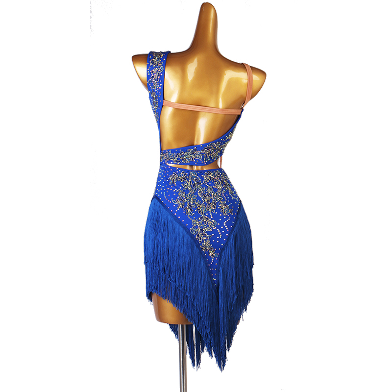 Robe de danse latine pour femmes, robe de concours de salle de bal à franges, vêtements de danse Rumba Salsa
