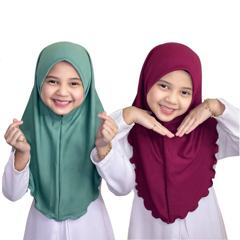 Foulard Hijabs du Ramadan pour Enfant Fille de 7 à 12 Ans, Châles Musulmans Islamiques, Écharpe de Sauna Douce Commandée, Fille Malaisienne