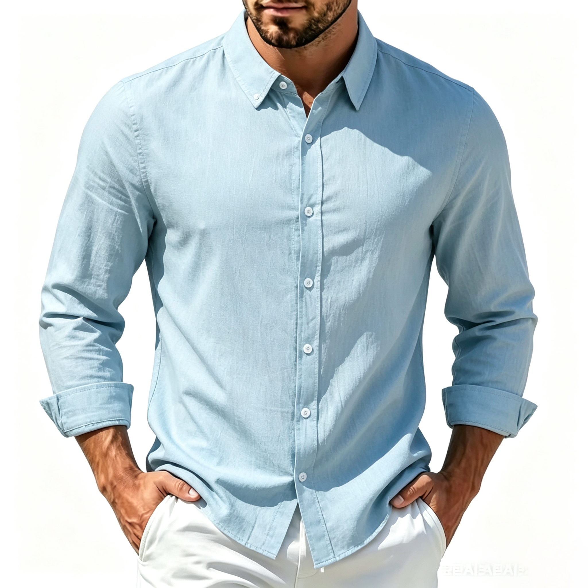 Chemise à manches longues pour homme, vêtements décontractés pour homme, hauts de qualité supérieure, chemises noires et blanches, chemise en lin et coton pour homme