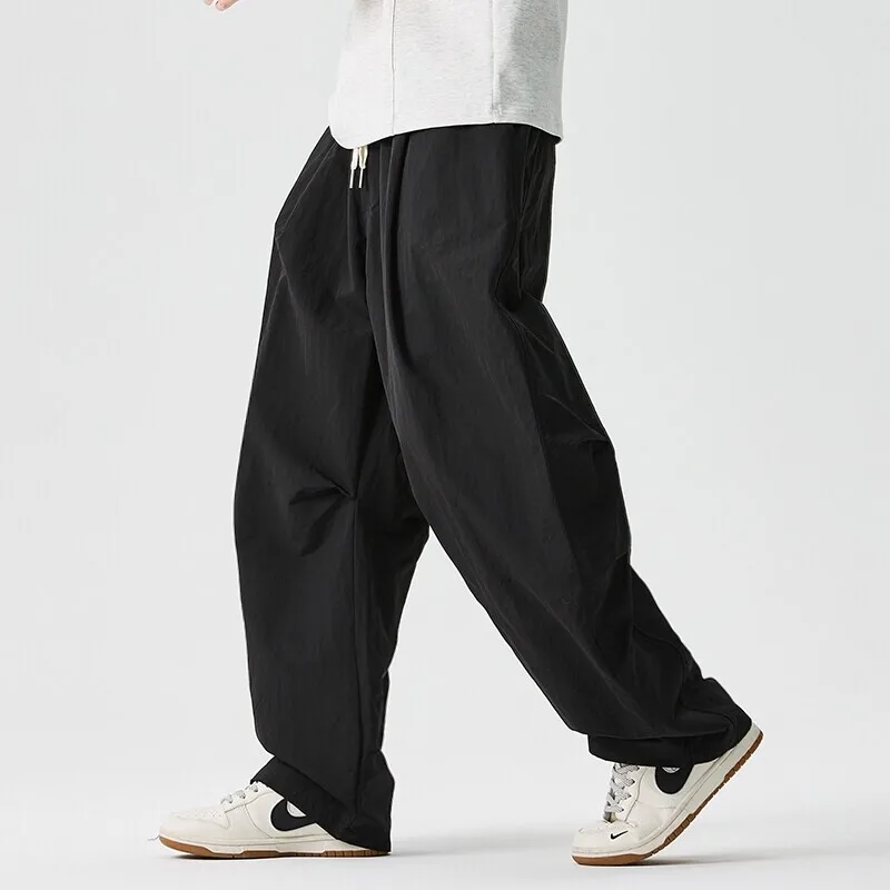 Pantalon à jambes larges pour hommes, Style japonais Harajuku, ample, décontracté, solide, confortable, taille élastique, pour la marche en plein air et la randonnée