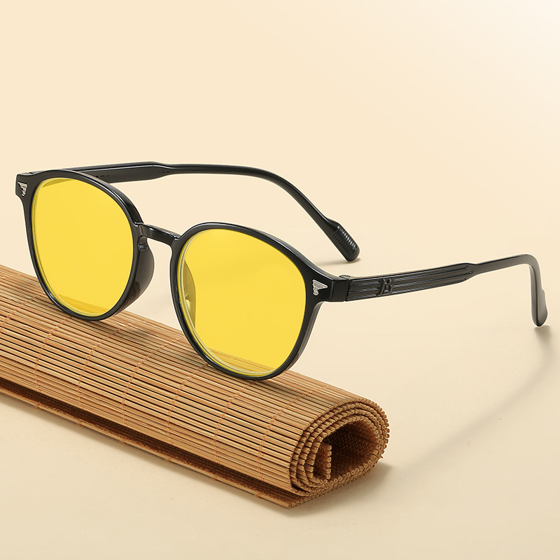 Lunettes de Vision nocturne pour hommes et femmes, monture ronde, lentille jaune, Protection des yeux, unisexe, mode, blocage de la lumière bleue