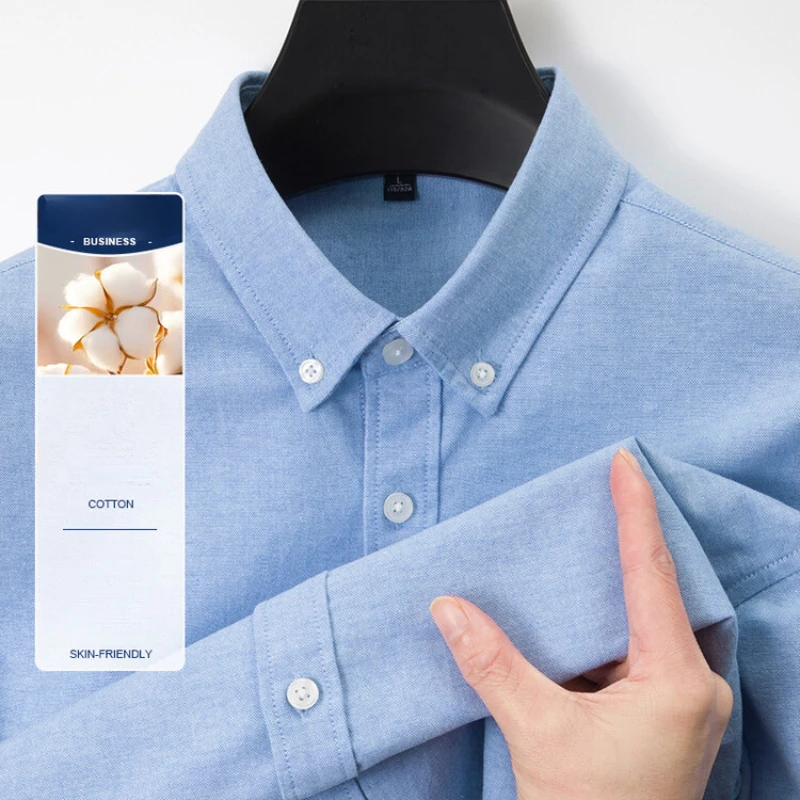 Nouvelle chemise Oxford pour homme, 76% coton, chemise de travail - Chemise de bureau décontractée résistante aux plis, plusieurs couleurs