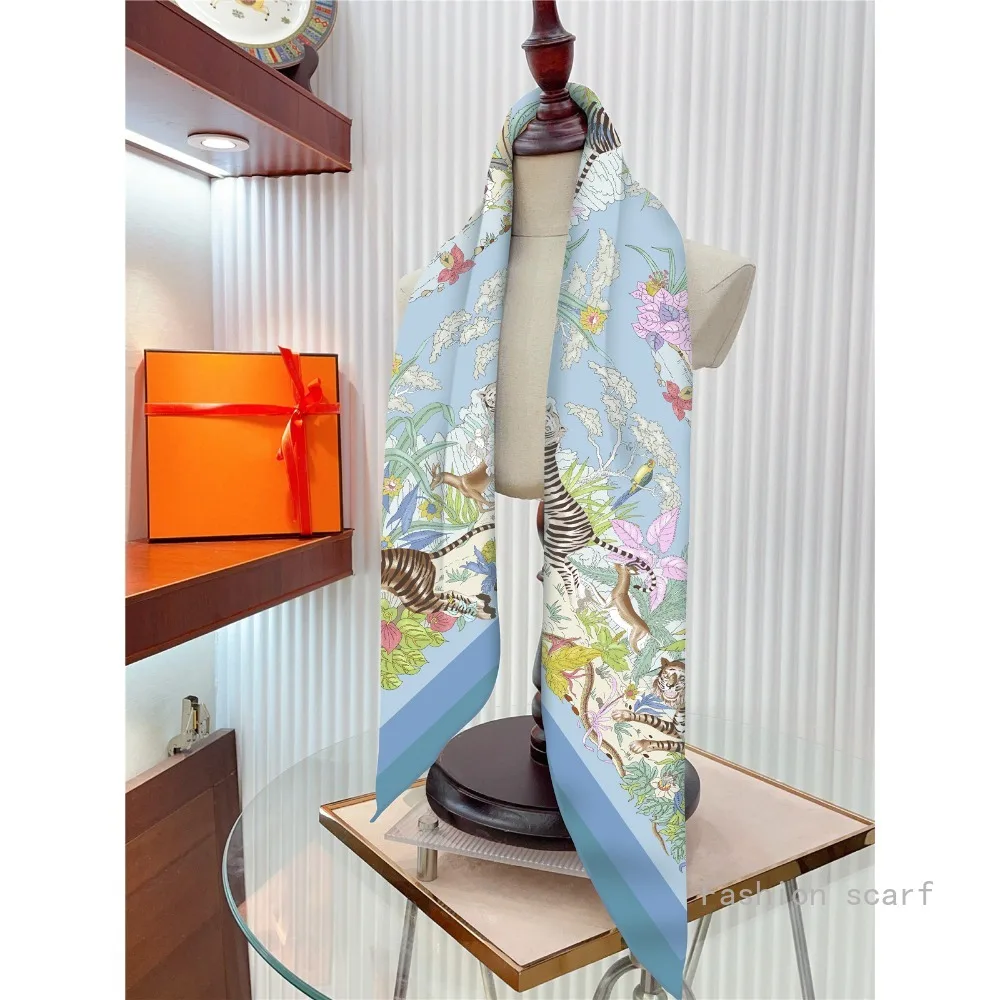 Nouvelle fleur concepteur foulards sergé soie grand carré écharpe femmes voyage châle foulard 90 cm marque de luxe fleurs modernes