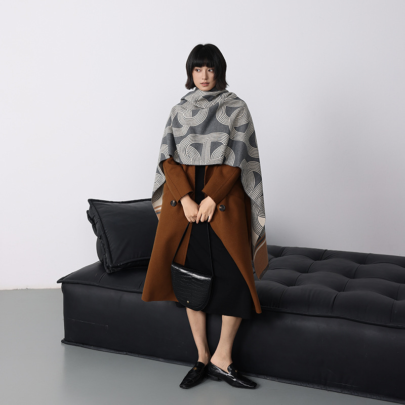 Couverture épaisse en cachemire pour femme, écharpe chaude, Pashmina, châle, enveloppes d'hiver, imprimé Bufanda, nouveau Design à rayures, Poncho, 2025