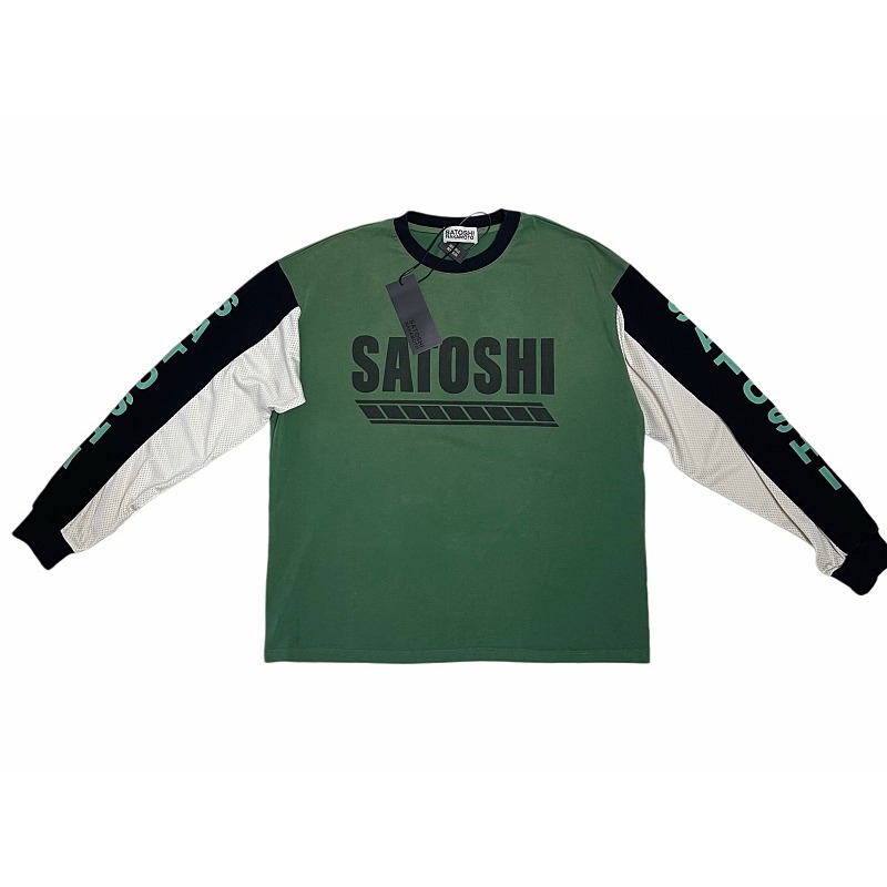 T-shirt à manches longues Satoshi T bleu, nouvelle arrivée, en coton, pour hommes et femmes, col rond, coupe oversize, effet délavé