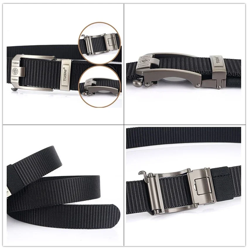 Ceinture en nylon robuste pour hommes, ceinture en métal automatique, fibre de toile, optique, extérieur, cow-boy, jeans, pantalons, DulEnvironHiking, mode