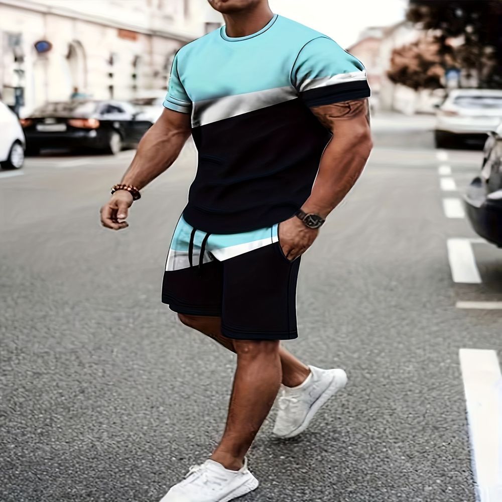 2025 nouveaux vêtements de sport pour hommes d'été, vêtements de mode amples pour hommes, shorts T-shirt imprimés en 3D, ensemble de vêtements simples pour hommes, li