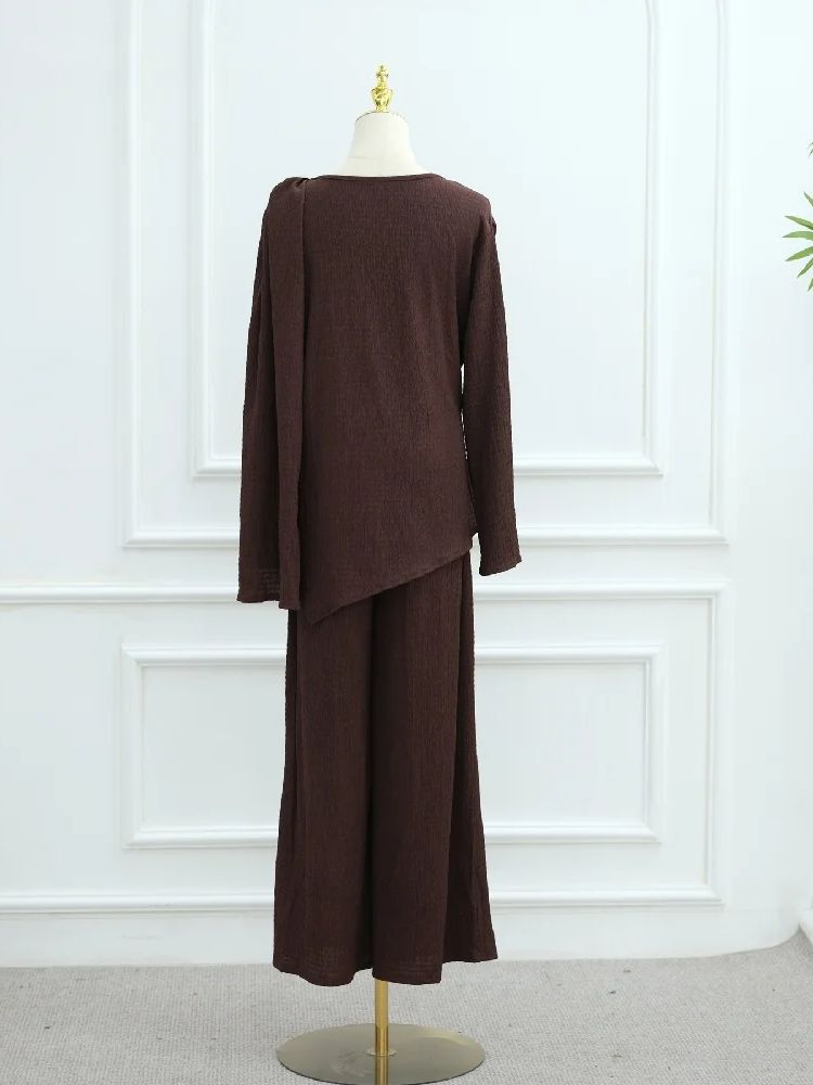Abayas pour femmes plaine 2 pièces Abaya Damen dubaï hauts pantalon modeste ensemble musulman Islam Robe Caftan Marocain Femme Musulmane caftan
