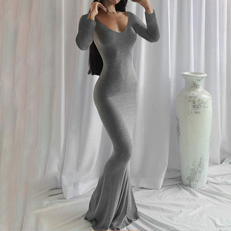 Robe longue décontractée pour femmes, slim, manches longues, pour la maison, nouvelle collection