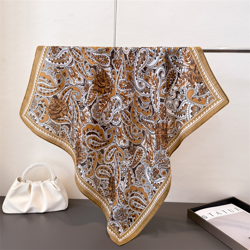 Foulard carré doux pour femmes, 65x65cm, décoration de luxe, imprimé Paisley, sensation de coton, Foulard chaud, Bandana, cravate de cou