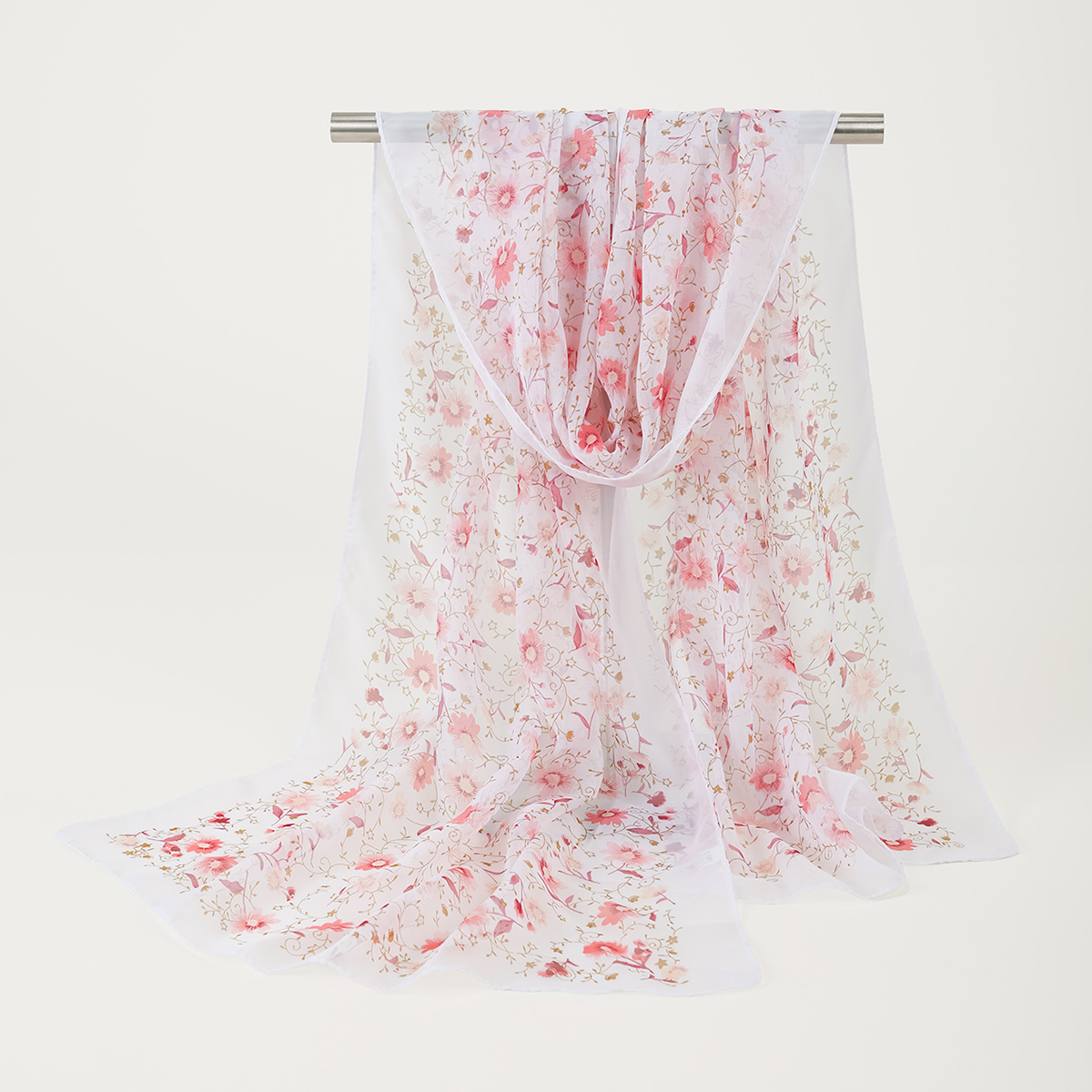 Écharpe d'été imprimée florale, châle léger et élégant en mousseline de soie, serviette de protection solaire pour voyage et plage, bandeau Turban à la mode