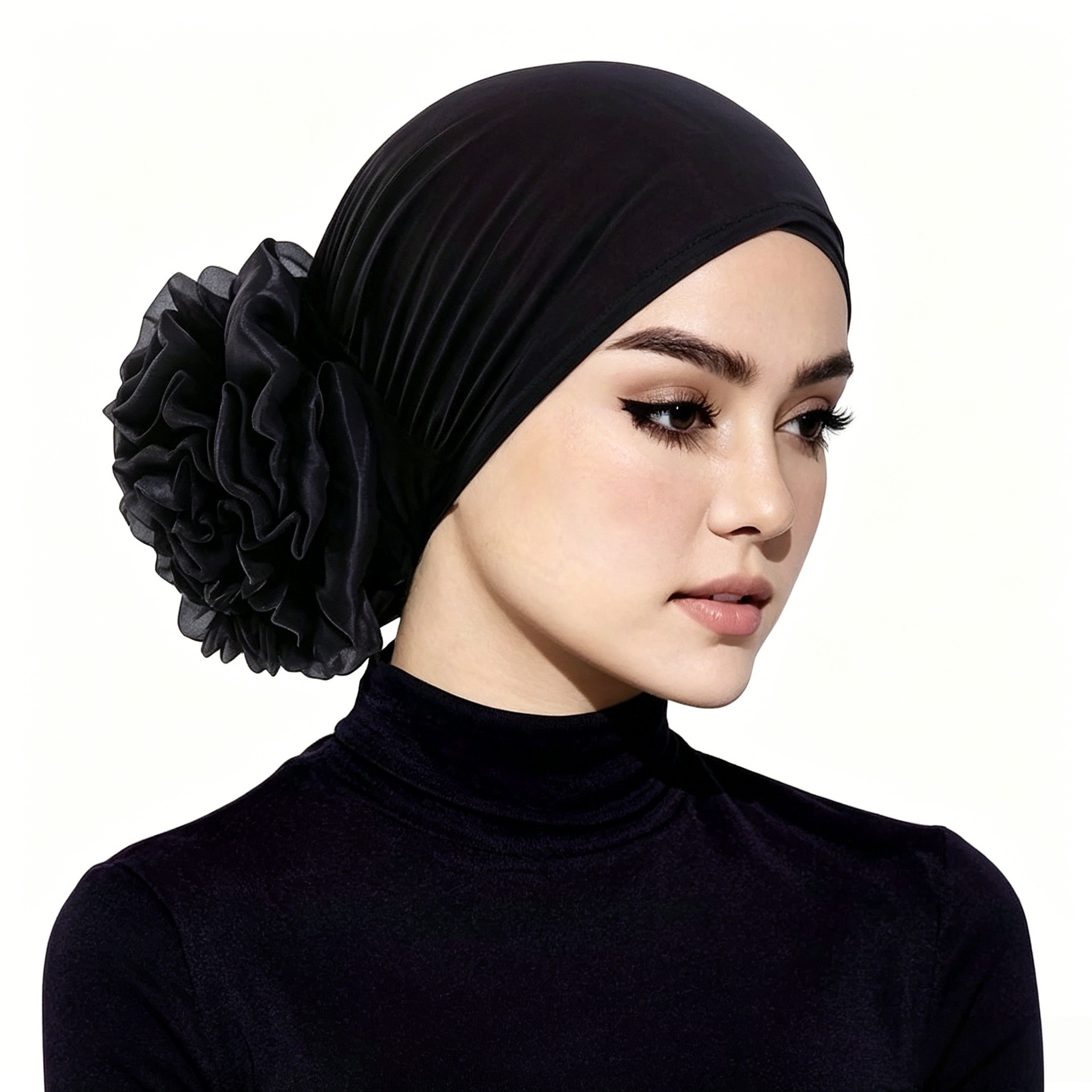 Scrunchie volumisant pour hijab à grande fleur, sous-hijab musulman, bonnet islamique sous-voile
