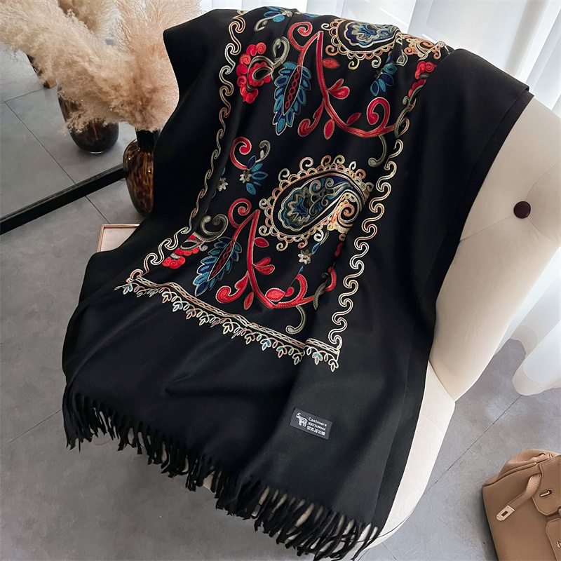 Foulard de Luxe Chaud pour Femme, Châle à Tête Ronde, Pashmina Bufanda, 2024
