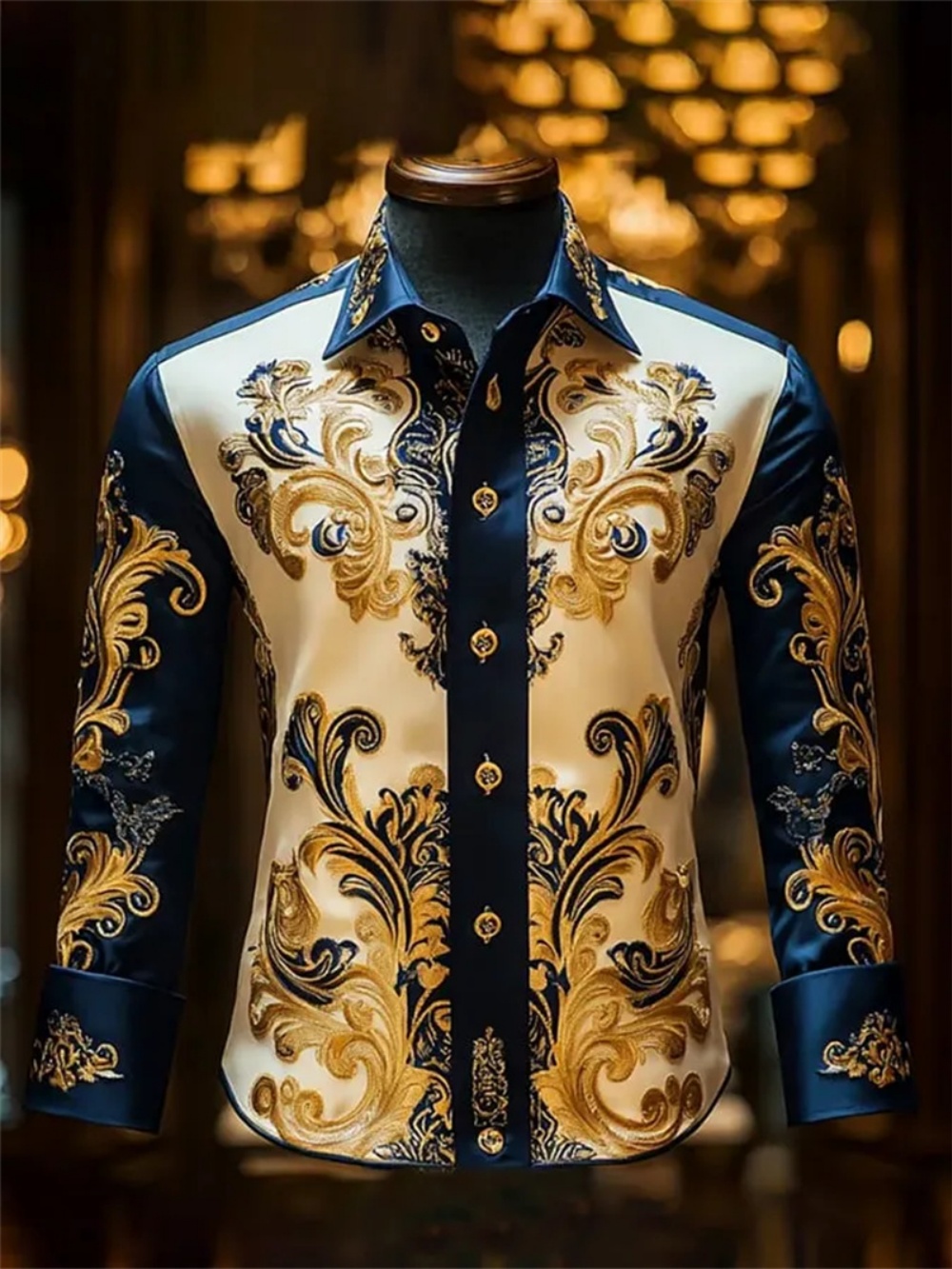 Chemise à manches longues pour homme, col à revers, design tendance, imprimé luxueux, confortable, douce, grande taille, pour les soirées sociales, livraison rapide