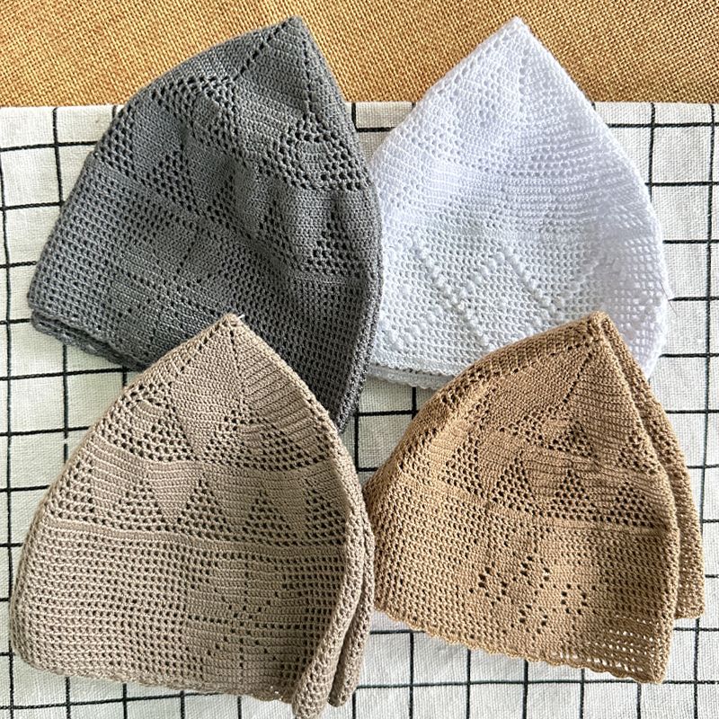 Chapeaux africains pour hommes, tricotés, décontractés, respirants, béret de prière du Ramadan, casquette de Melon de rue, bonnets Kufi noirs pour hommes islamiques