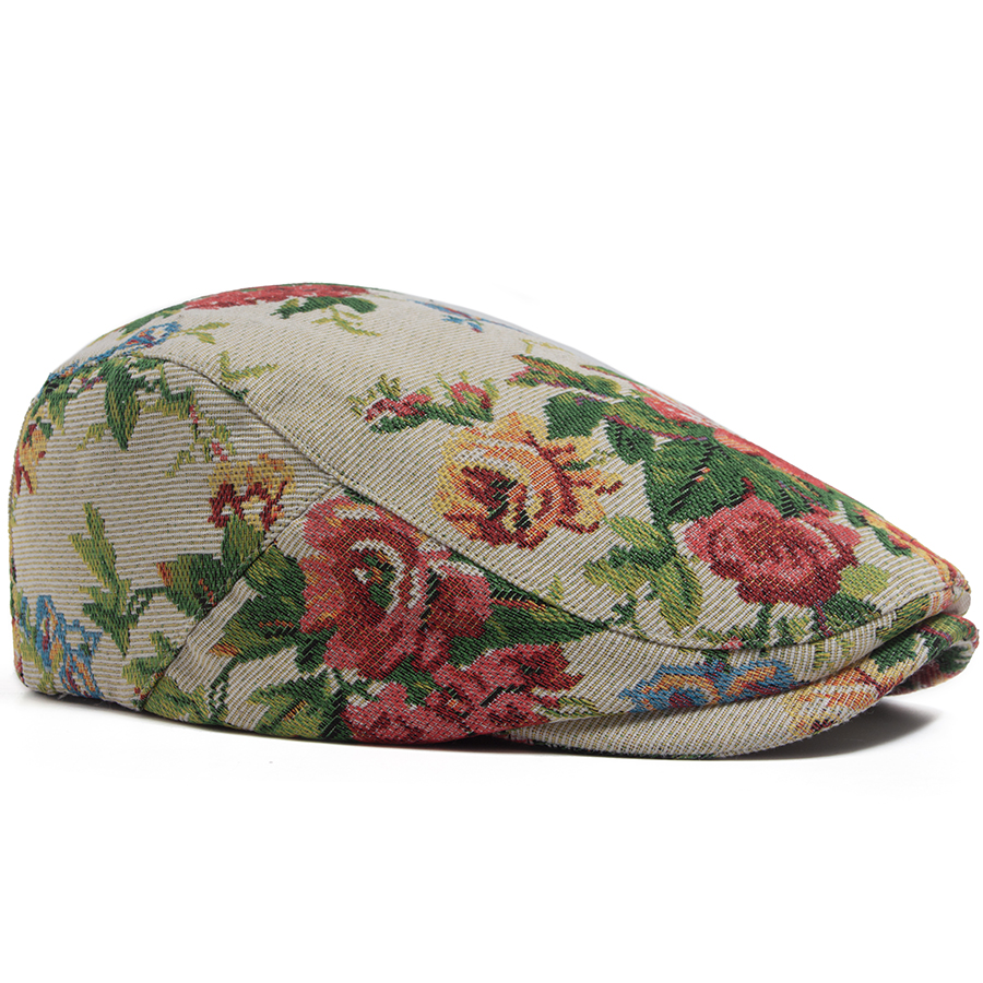 Béret Bohème Femme Imprimé Floral Tendance – Casquette Gavroche Décontractée Vintage Homme Visière Plate Unisexe Printemps Automne