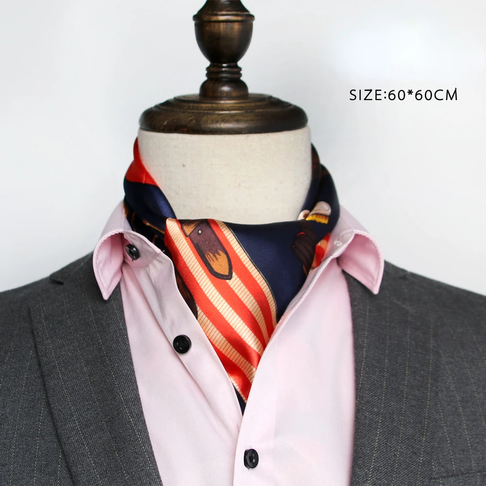 Foulard en soie britannique pour hommes, petite serviette carrée, écharpe en Satin de soie pour hommes, Style coréen, printemps automne, hommes d'affaires
