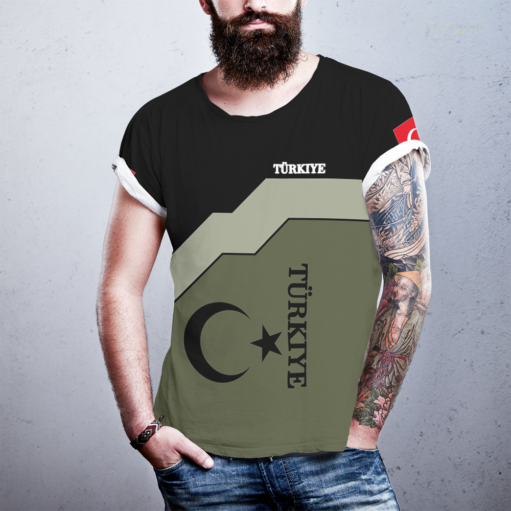 Drapeau turc Graphique T-shirts Militaire Camouflage Tops Sports de Plein Air Football Manches Courtes Imprimé Turquie T-shirt Décontracté