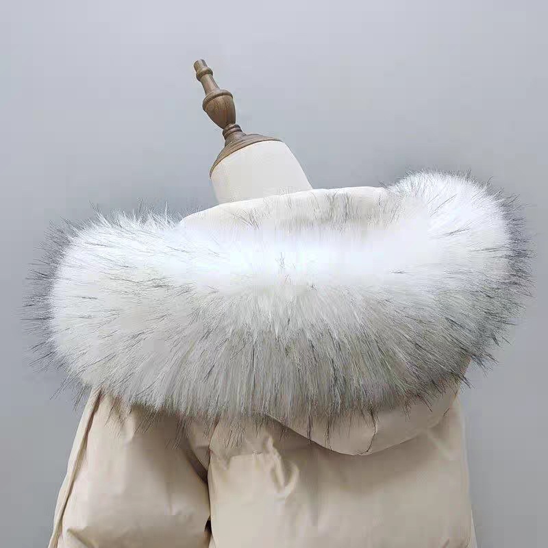 Écharpe en Fausse Fourrure de Raton Laveur pour Femme, Colliers d'Hiver, Chaud, Capuche, Châle, Décor Multicolore, Manteau en Peluche, Col Moelleux