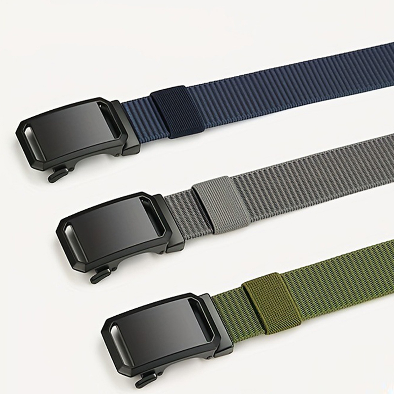 Ceinture tactique en toile pour homme avec boucle automatique en métal, durable, décontractée, pour la chasse, l'aventure, l'entraînement, les jeans et les pantalons