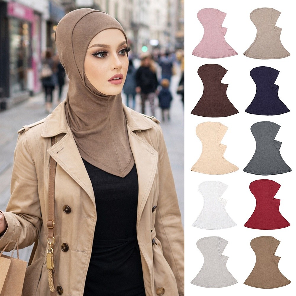 Bonnet Hijab Confortable à Couverture Complète en Coton Doux, Chapeau Islamique Élastique et Respirant, Sous-Hijab pour Perte de Cheveux