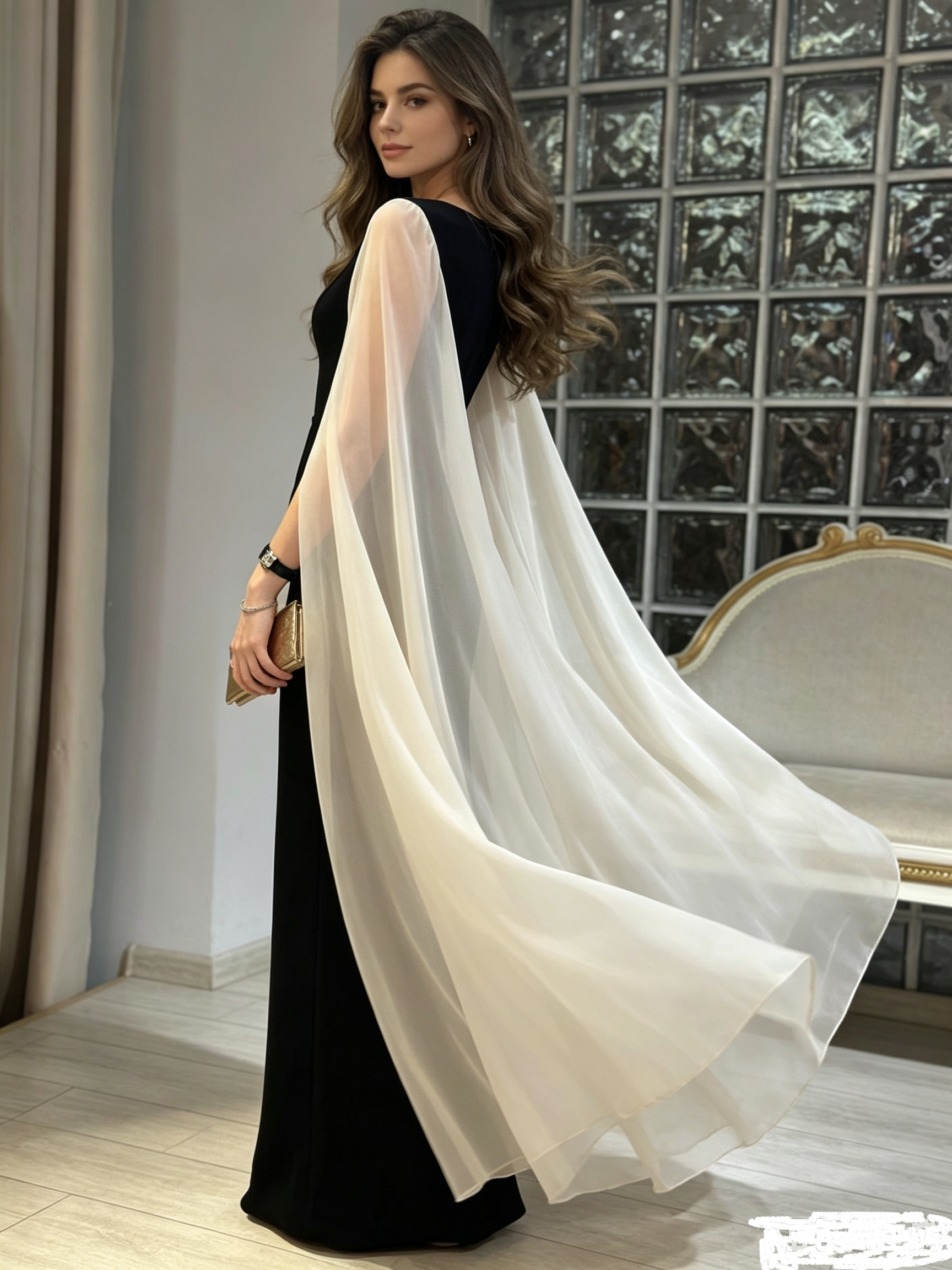 Manches châle noir longues robes pour femme élégant mince soirée longue robe robes robe de bal 2025 nouveau