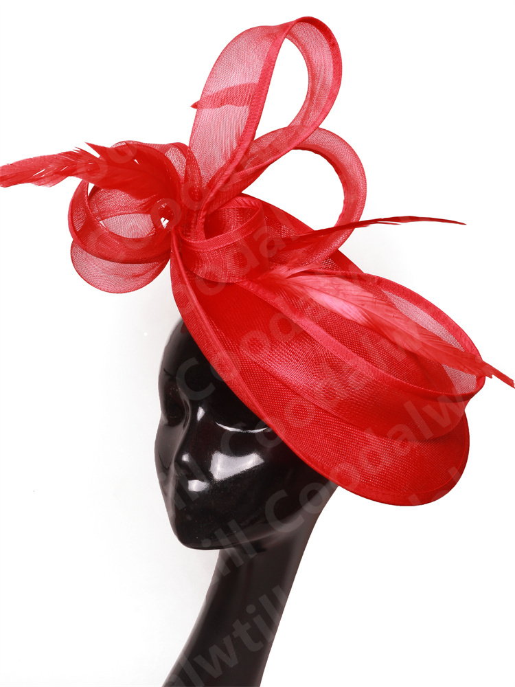 Mariée mariage maille fascinateurs église chapeau dames femmes Derby grand fascinateur chapeaux fête événement casque mariée mariage pilulier casquette