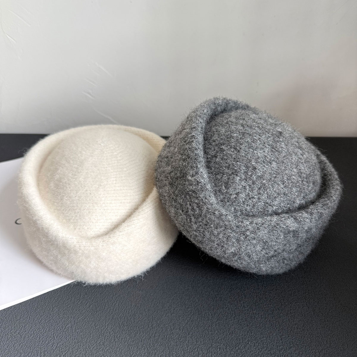 Chapeau Béret Vintage en Laine Mélangée pour Femme, Style Hiver, Chapeau Fascinator d'Église, Chapeau Uniforme d'Hôtesse de l'Air, Chapeau Fedora en Feutre Type Pillbox