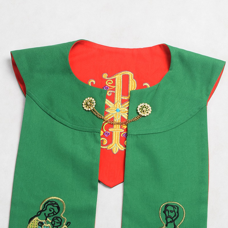 Costume de clergé étole de prêtre, écharpe d'église réversible brodée Double face Soutane