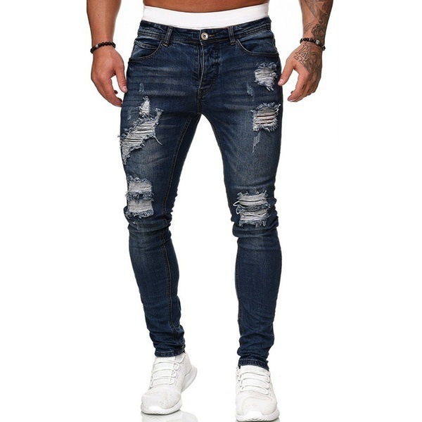 Nouveau Jean Homme Printemps-Été 2026 – Coupe Slim Déchirée Polyvalente Tendance