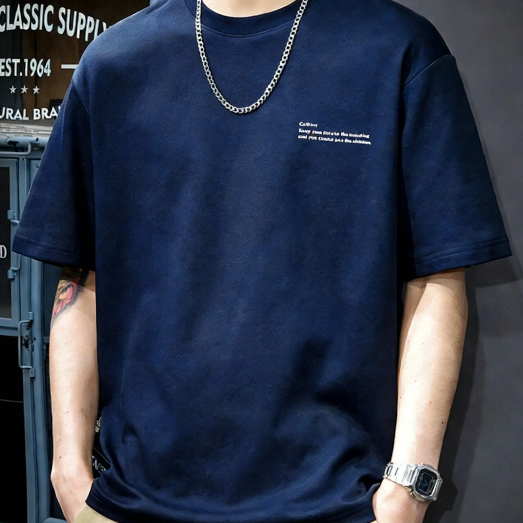T-shirt minimaliste pour hommes, décontracté, en coton, à manches courtes, streetwear d'été