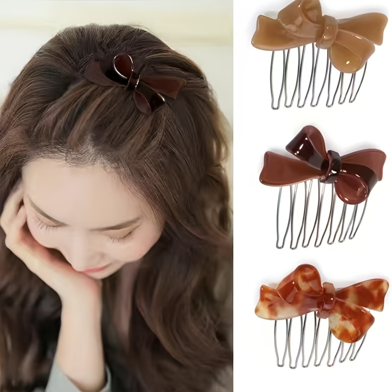 Lot de 3 pinces à cheveux élégantes avec nœuds, élastiques et épingles à cheveux pour franges – Accessoires capillaires pour le Ramadan, l'Aïd, la Fête des Mères, Pâques – Cadeaux de fêtes