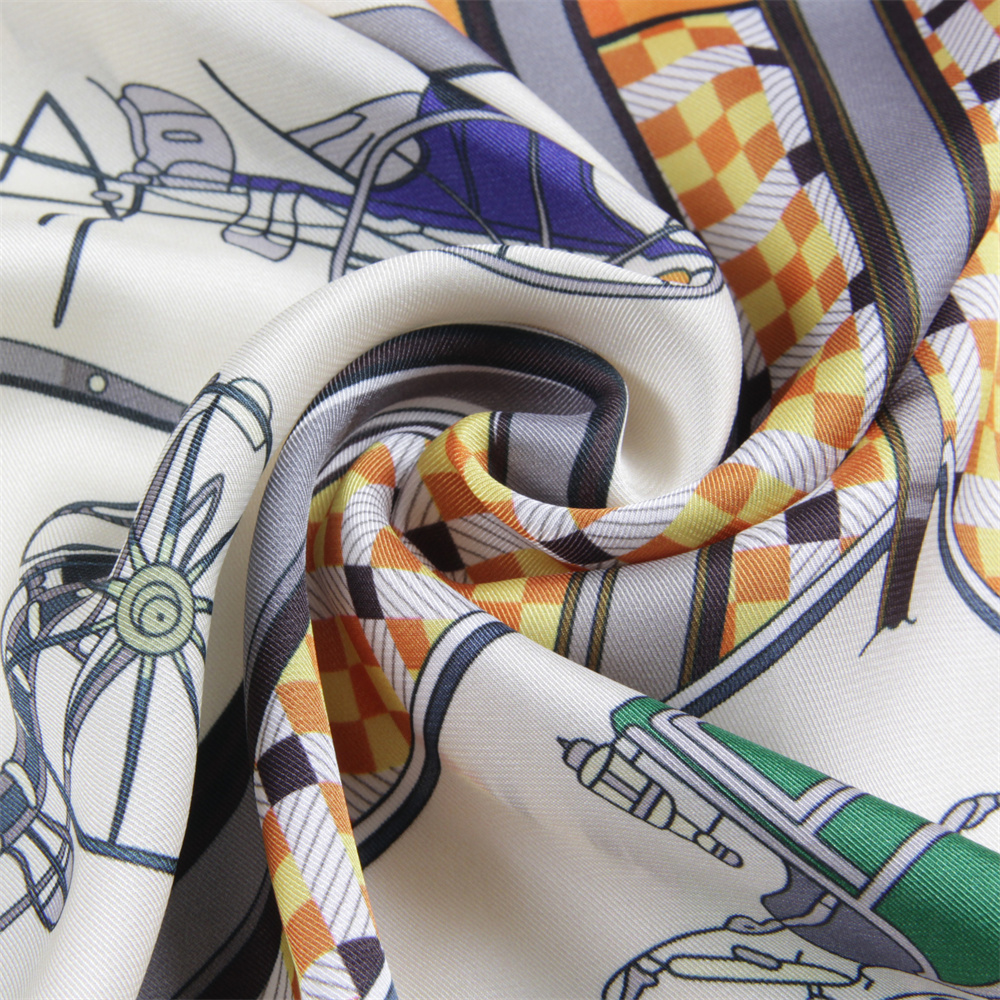 Foulard en soie femmes cheval imprimé foulards carrés tête Echarpes Foulards en soie Femme enveloppes châles de plage Bandana dame Hijabs 90CM