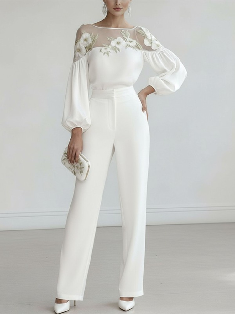 Bonboho – petit haut brodé à fleurs pour femmes, manches bouffantes, coupe ample, élégant, nouvelle collection printemps 2026