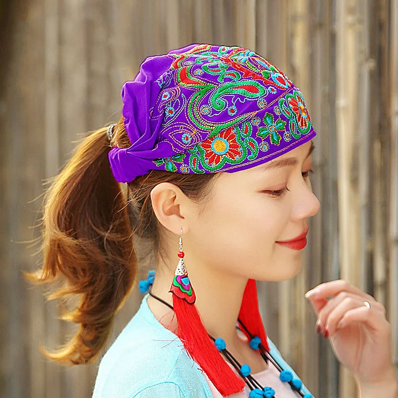 Femmes Style mexicain ethnique Vintage broderie fleurs voyage Bandanas rouge imprimé chapeau hiver loisirs Boho chapeaux pour femmes 5 couleurs